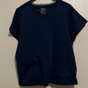 Hanes Navy V-Neck Scrub Top